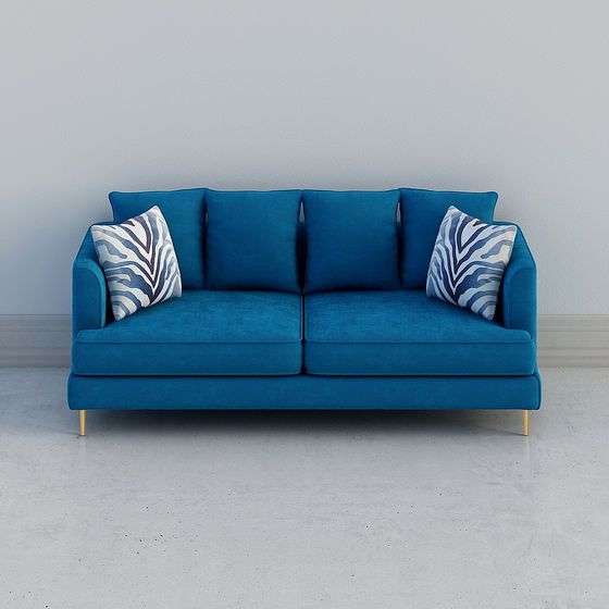 Teal Velvet Sofa 3D model for Modern Interiors