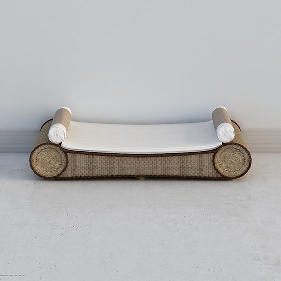 Stylish Rattan Bench 3D model