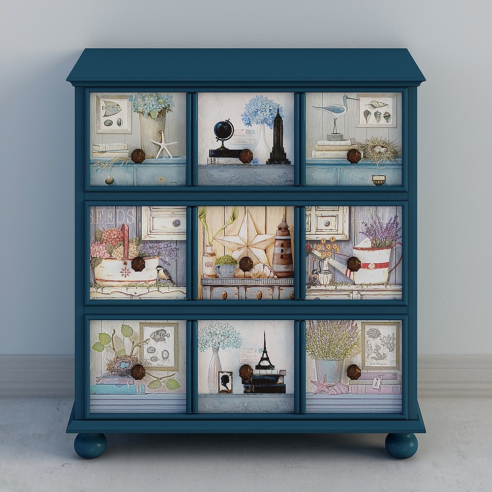 American country retro antique chest of drawers