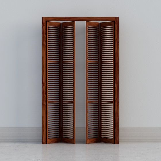 Wooden Louvered Folding Door 3D model