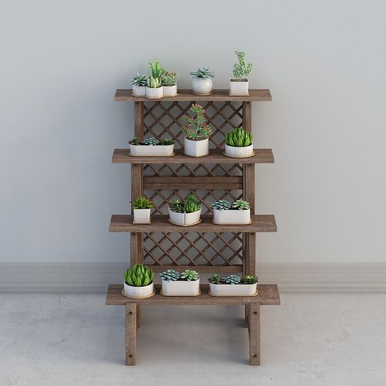 現代木製花架-2