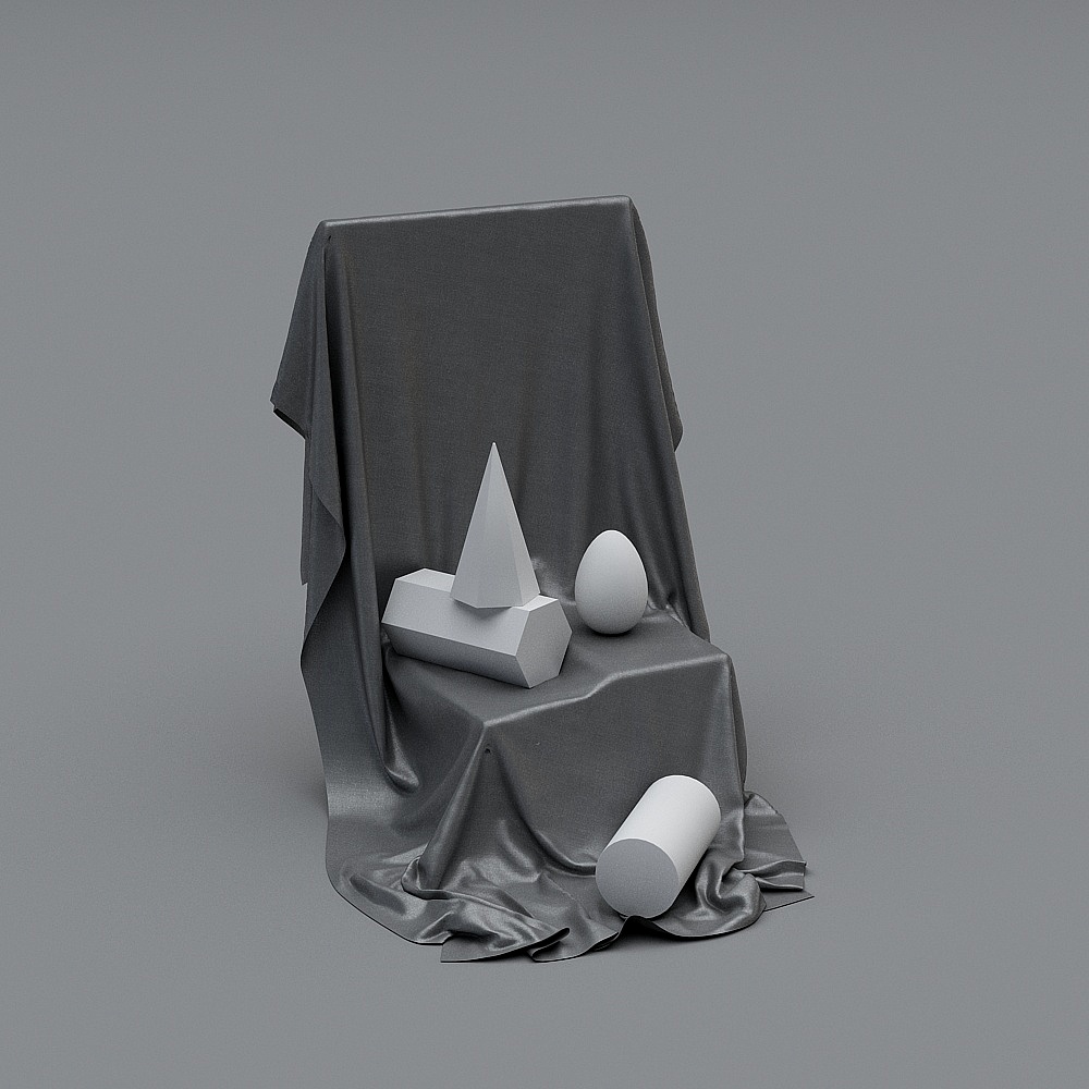 Elegant Gray Themed 3D Model with Geometric Shapes