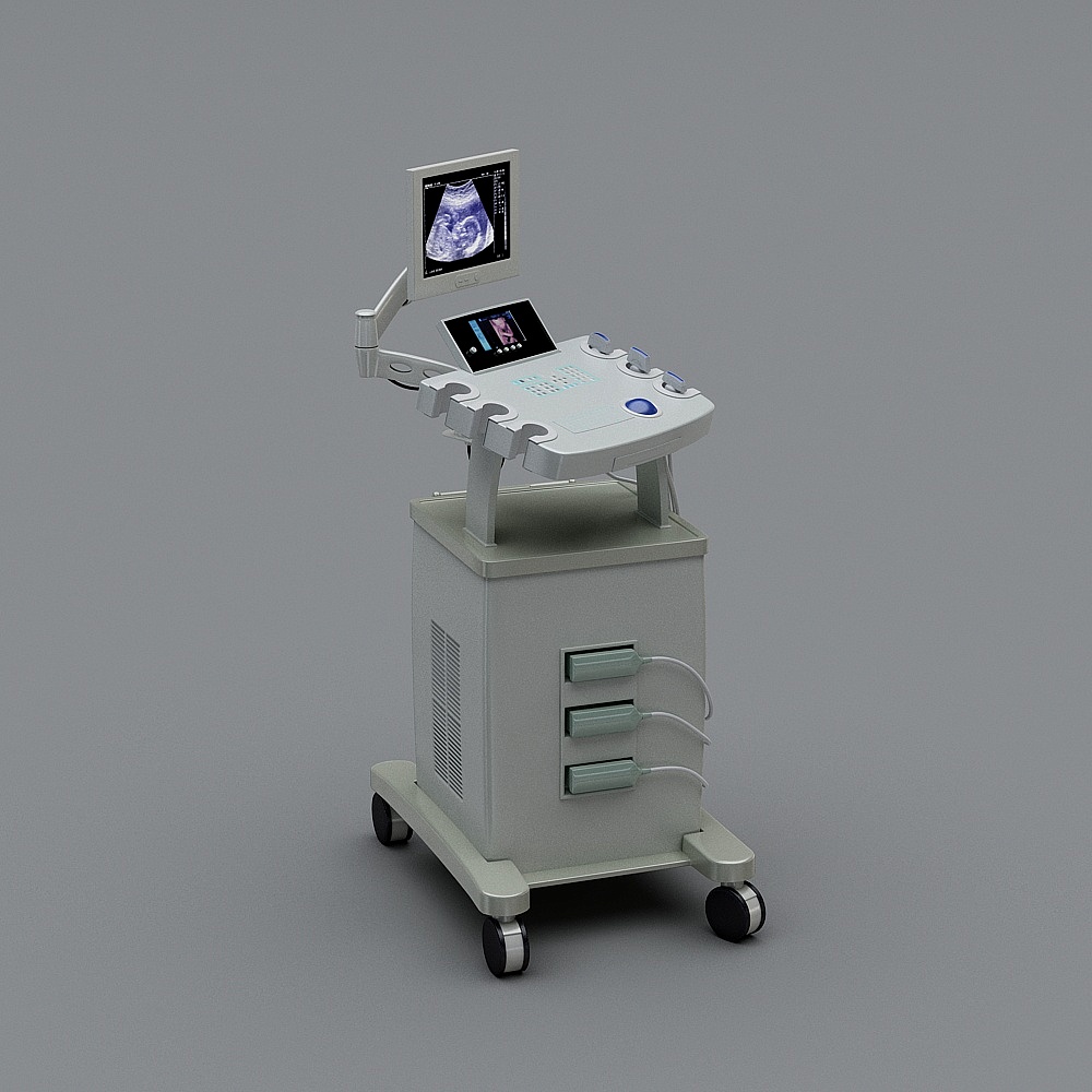 Realistic Ultrasound Diagnostic Cart 3D model