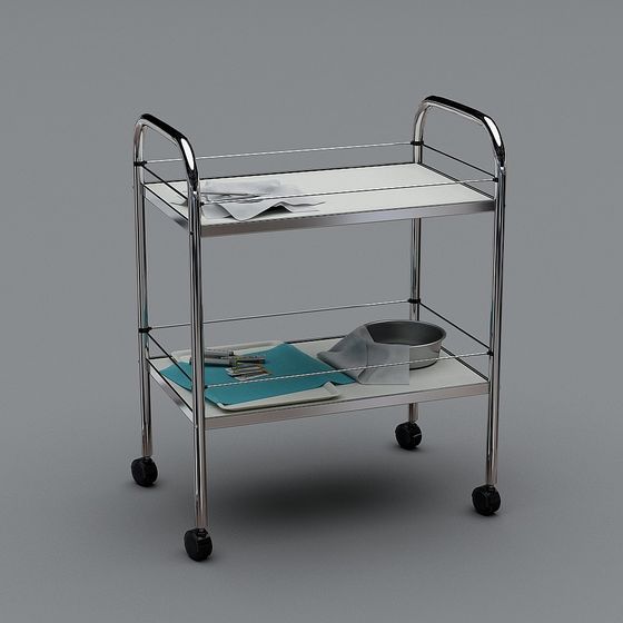 Sleek Stainless Steel Cart 3D model for Modern Environments