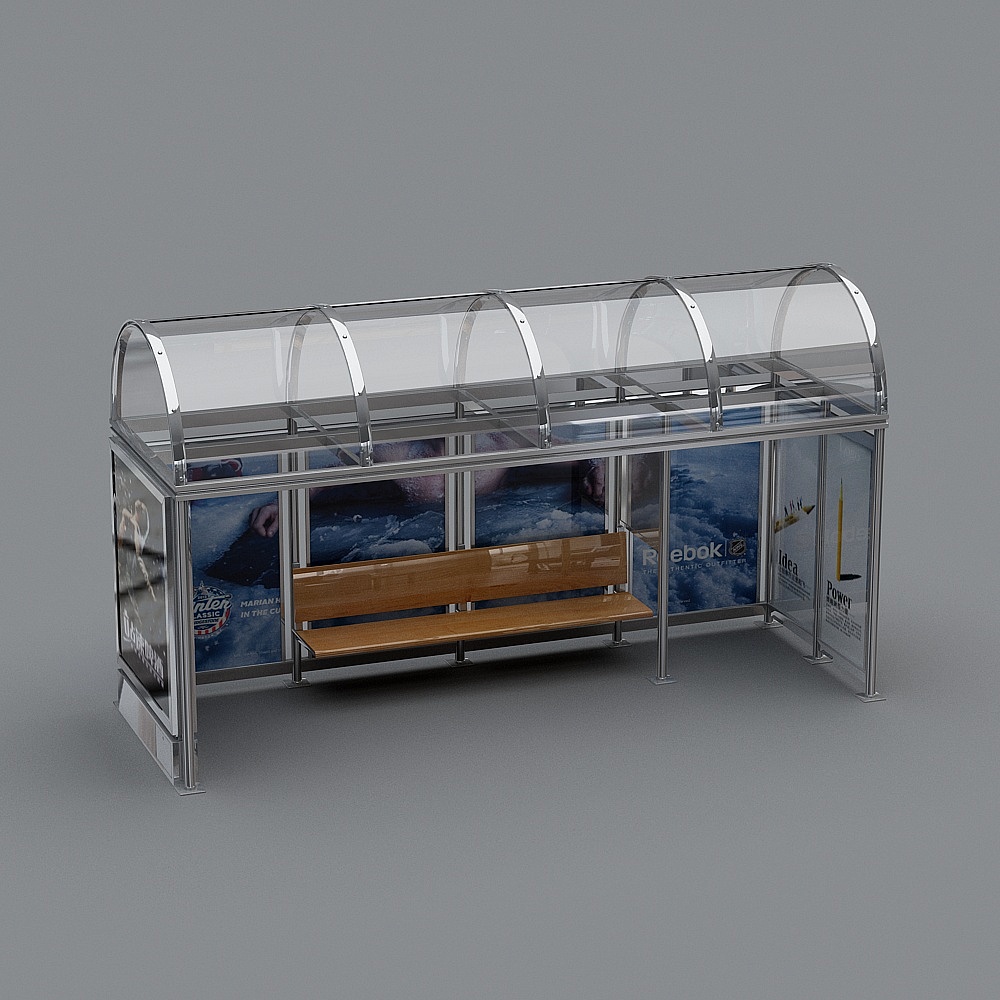 Modern Public Bus Stop 3D model