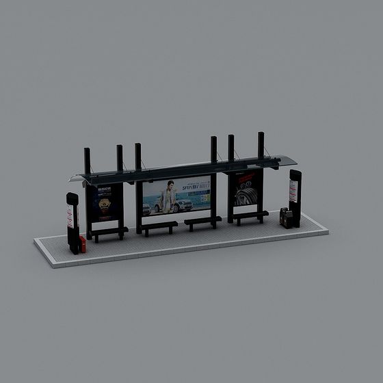 Stylish Low-Poly Bus Stop 3D model