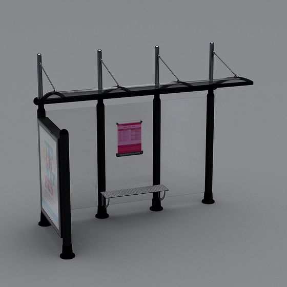 Unique Low-Poly Bus Stop 3D model