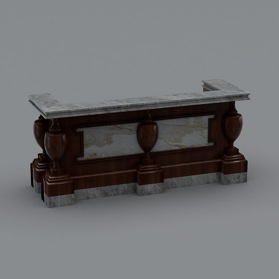 Vintage Marble Bar Counter 3D model