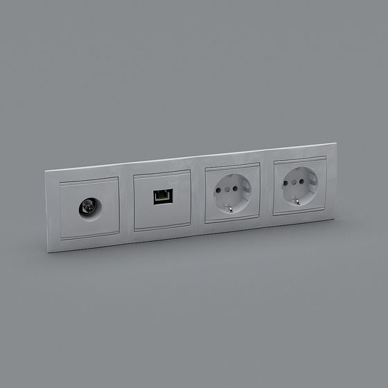 Modern Low-Poly 3D Socket Panel Model