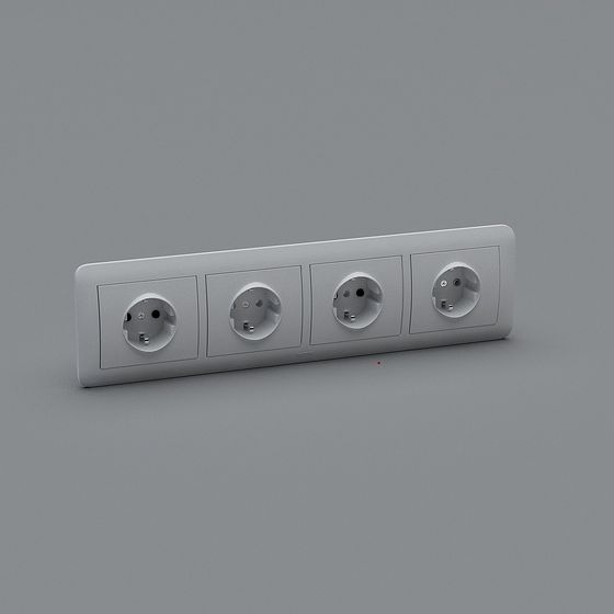 Minimalist 4-Outlet Wall Socket 3D model