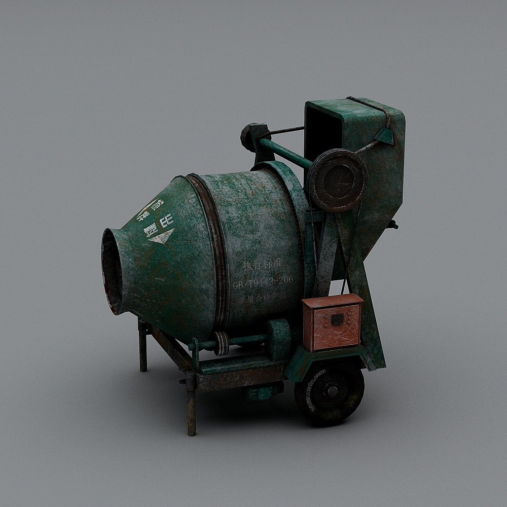 Unique Low-Poly Concrete Mixer 3D model