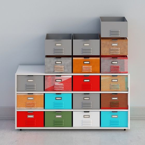 Colorful Storage Cabinet 3D Model Design