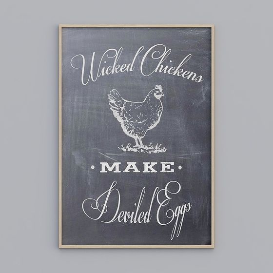 Wicked Chickens Make Deviled Eggs Blackboard Art 3D model