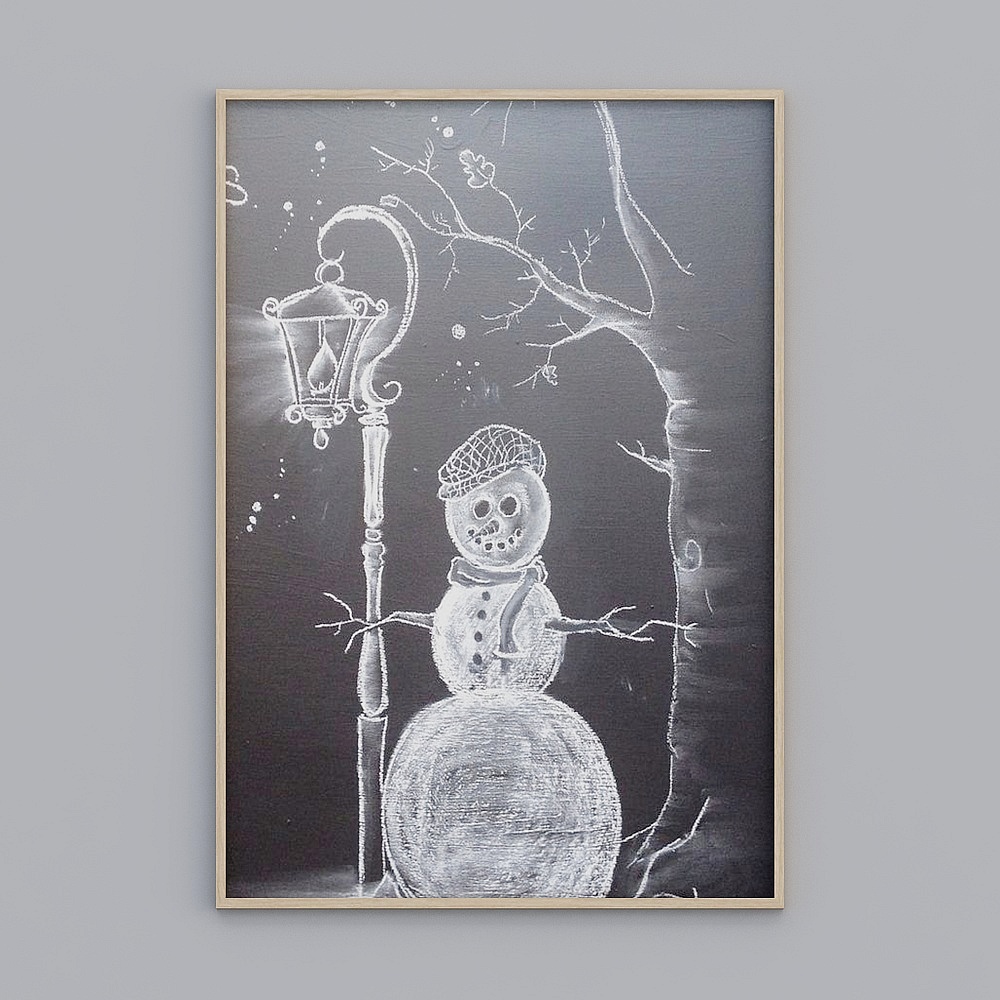 Snowman with Lantern 3D model