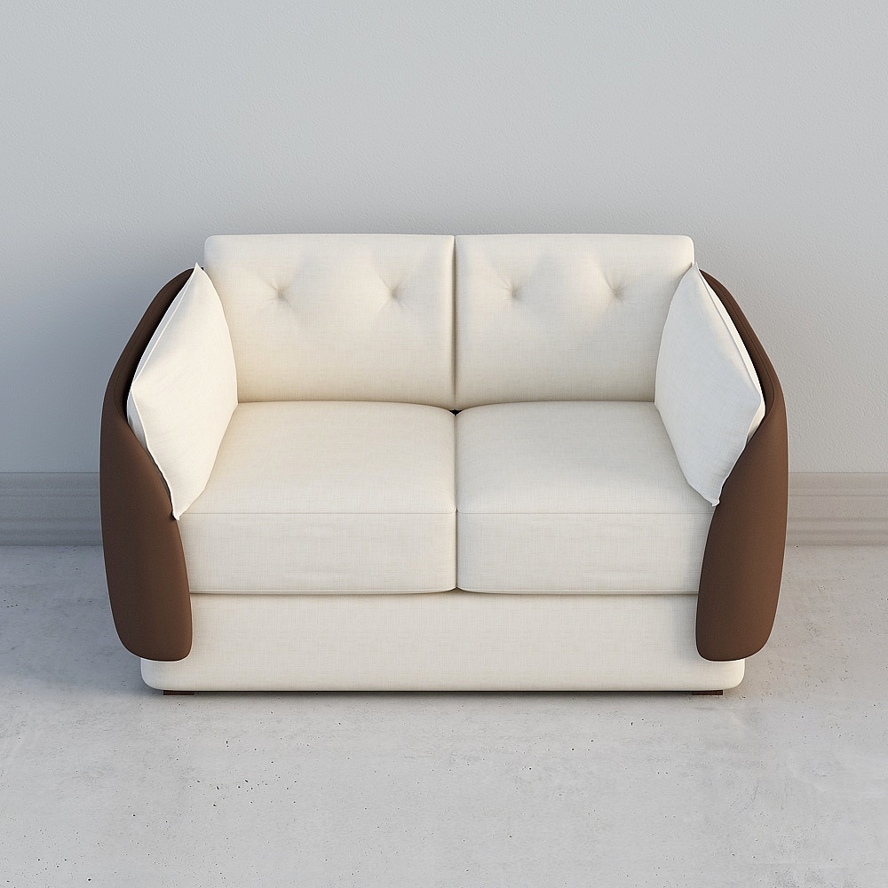 Elegant Low-Poly Double Sofa 3D model
