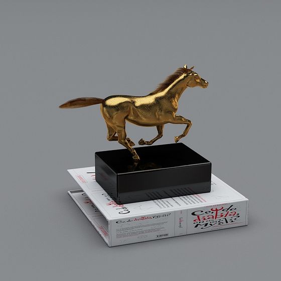 Golden Horse 3D Model – Low Poly Charm