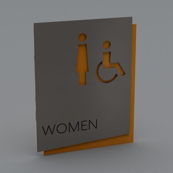 Stylish Women's Restroom Sign 3D model