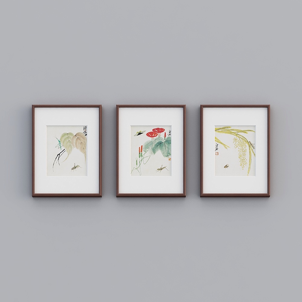 Кияй новый китайский тройной вертикальный красный древесный массивный каркас птичья комедия 48x63 см цзи белый камень цветок птица twhxd-zs-gg-sk-13