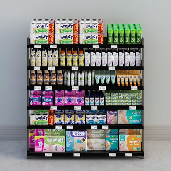 Supermarket Shelf 3D Model