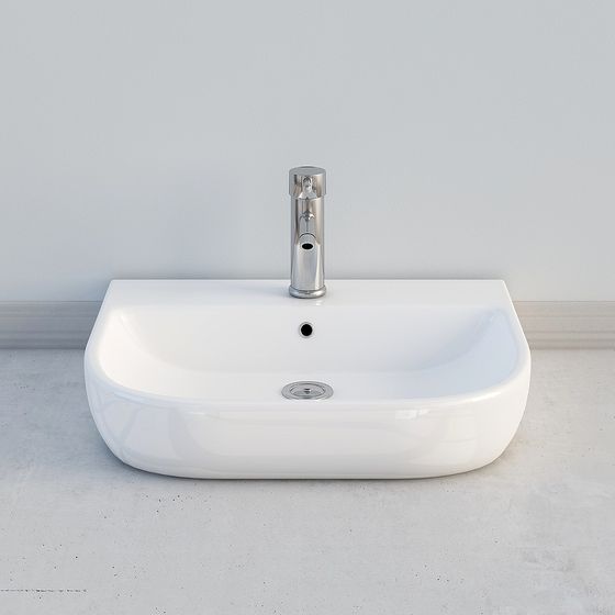 Minimalist Ceramic Sink 3D model for Creative Projects