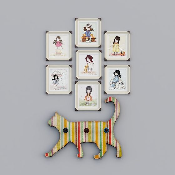 Colorful Framed Cat 3D model