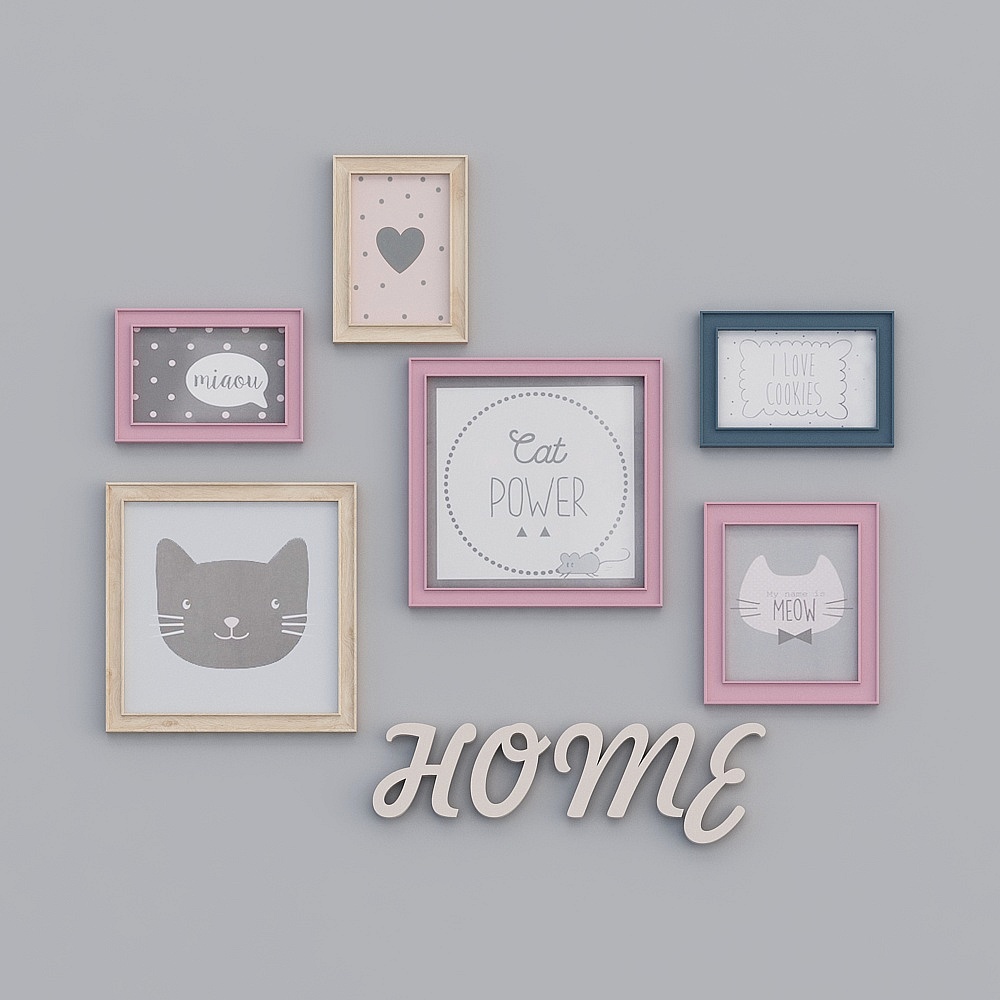 Charming Low-Poly Wall Art 3D Model Set