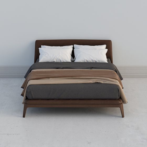 Elegant Low Polygon Bed 3D model