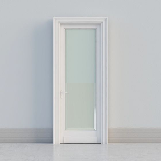 Minimalist Glass White Frame Door 3D model