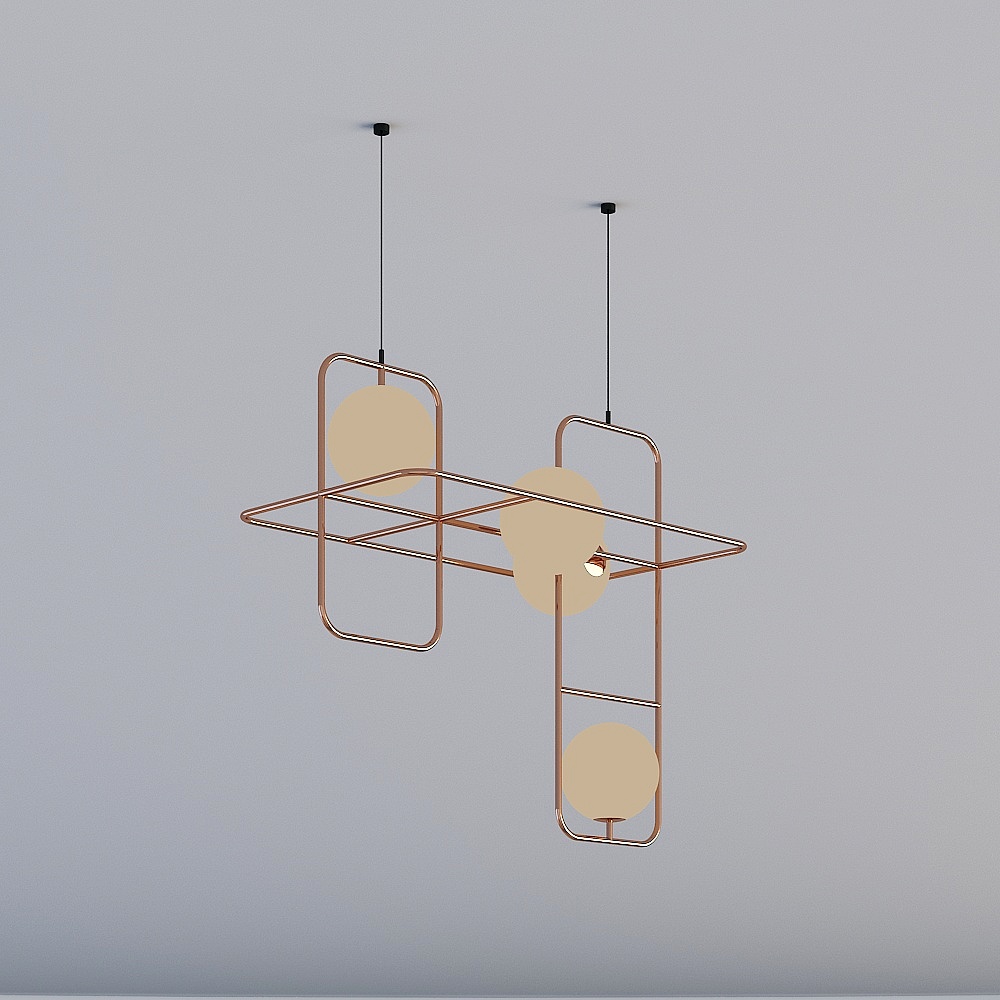 Stylish Geometric Pendant Light 3D model