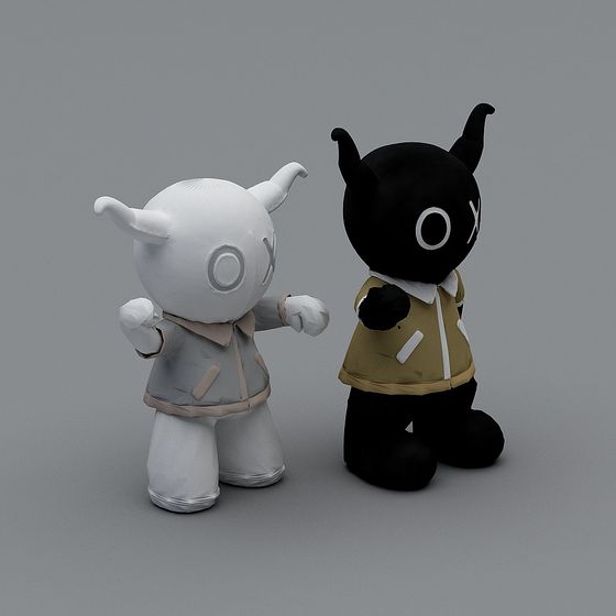 Enchanting Black and White Twins 3D Model