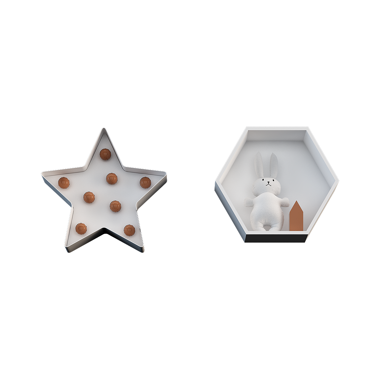 Minimalist Star & Hexagon Decorative 3D Models Set