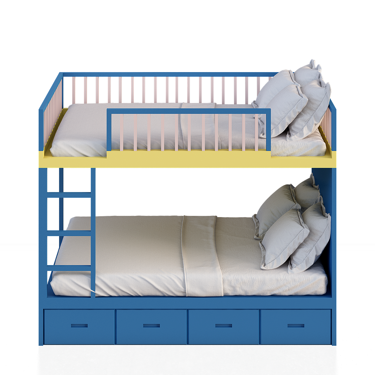 Stylish Bunk Bed 3D Model – Colorful Modern Design