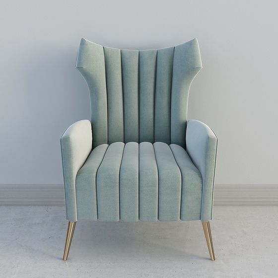 Stylish High-Back Velvet Chair 3D model for Modern Spaces