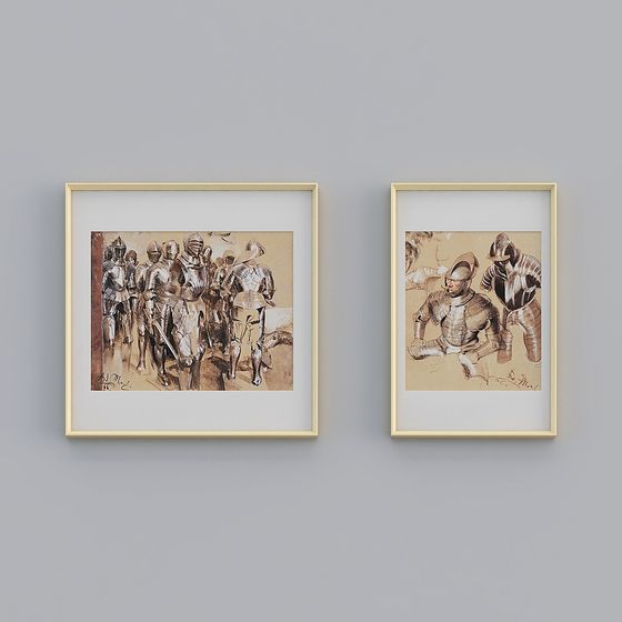 Knight Group 3D model - Medieval Warrior Scene