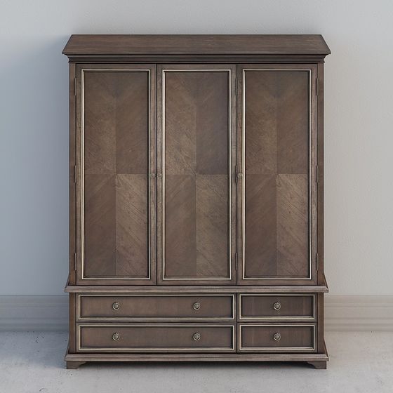 Stylish Low-Poly Wardrobe 3D Model for Modern Interiors