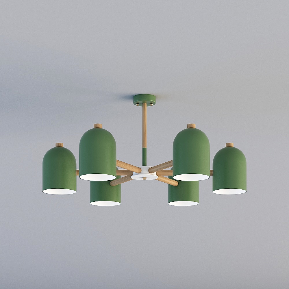 3D lights are all TY-Nordic Modern Minimalist Restaurant Bedroom Iron Macalon Chandelier-88059-6-Green