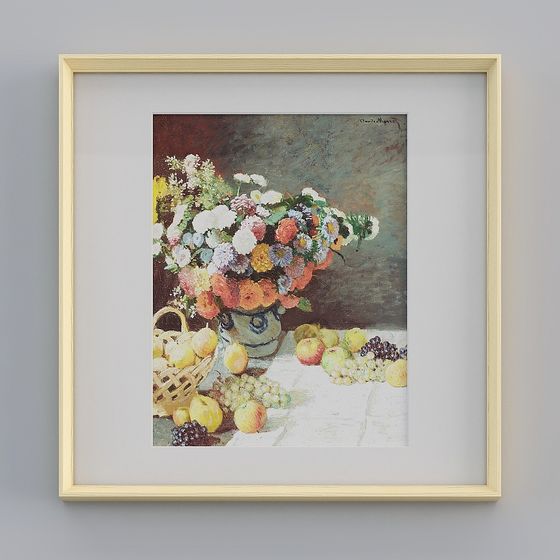 Monet's Vase and Fruits 3D Model for Creative Projects