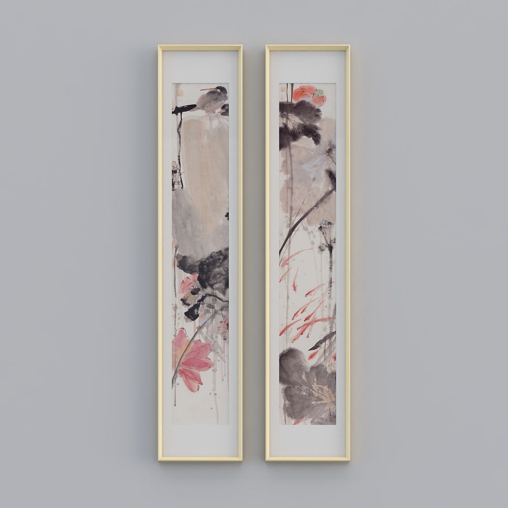 The kiwi box double-link living room vertical log color 37x182cm ink flower tqy165c-yz-gg-sk-2