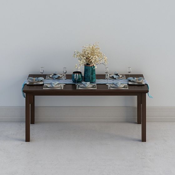 Elegant Dining Table Setup 3D model