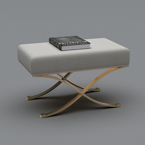 X-Shaped Metal Leg Sofa Stool 3D Model