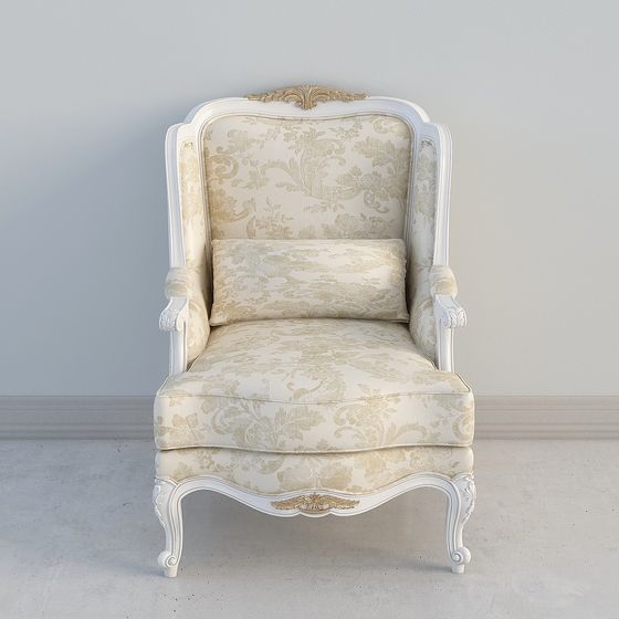 Chic Vintage French Single Sofa 3D model for Interiors