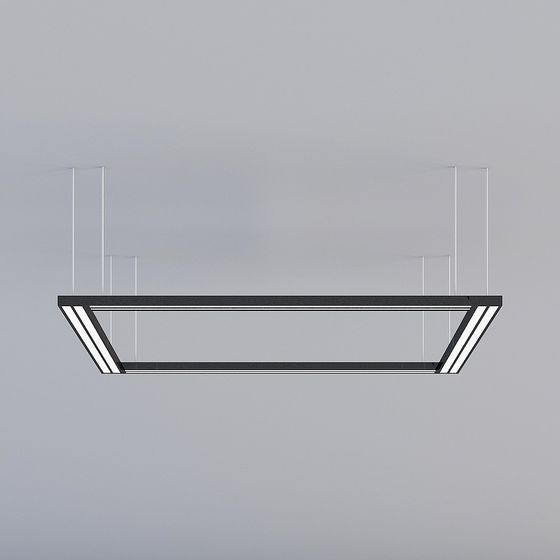 Suspended Rectangular Light 3D model for Modern Applications
