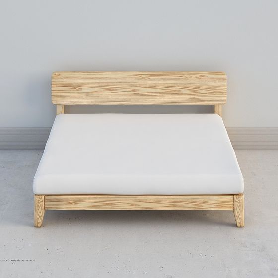 Minimalist Wooden Bed Frame 3D model