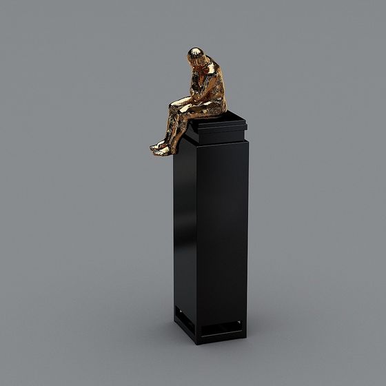 Thoughtful 3D Model of the Thinker Sculpture
