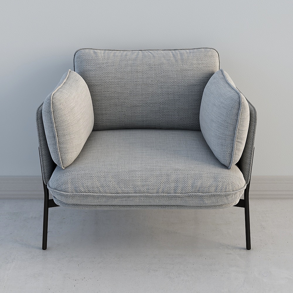 Modern light grey white single sofa