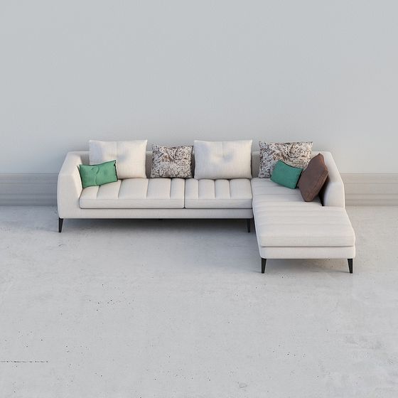 Stylish Low-Polygon Sofa 3D model