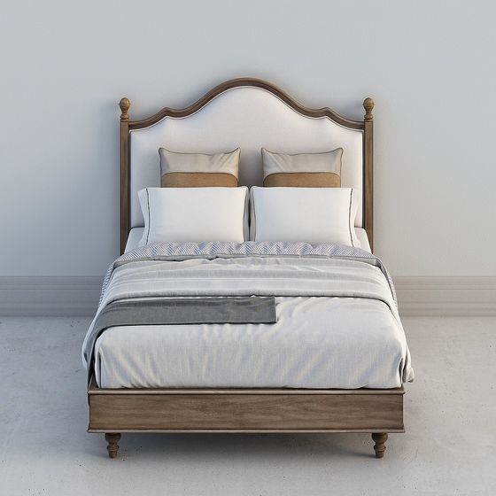 Elegant 3D Bed Model for Modern Interiors