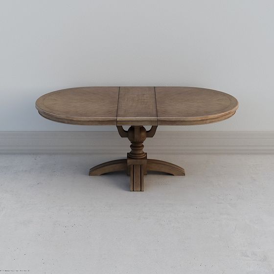 Elegant Oval Expandable Dining Table 3D model