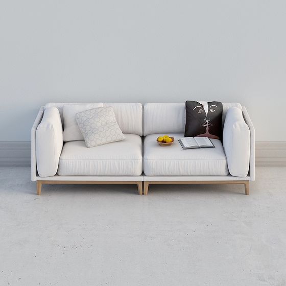 Nordisches Hellgrau und Weiß Doppelsofa 1