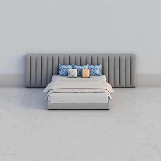 Elegant Low-Polygon Bed Frame 3D model